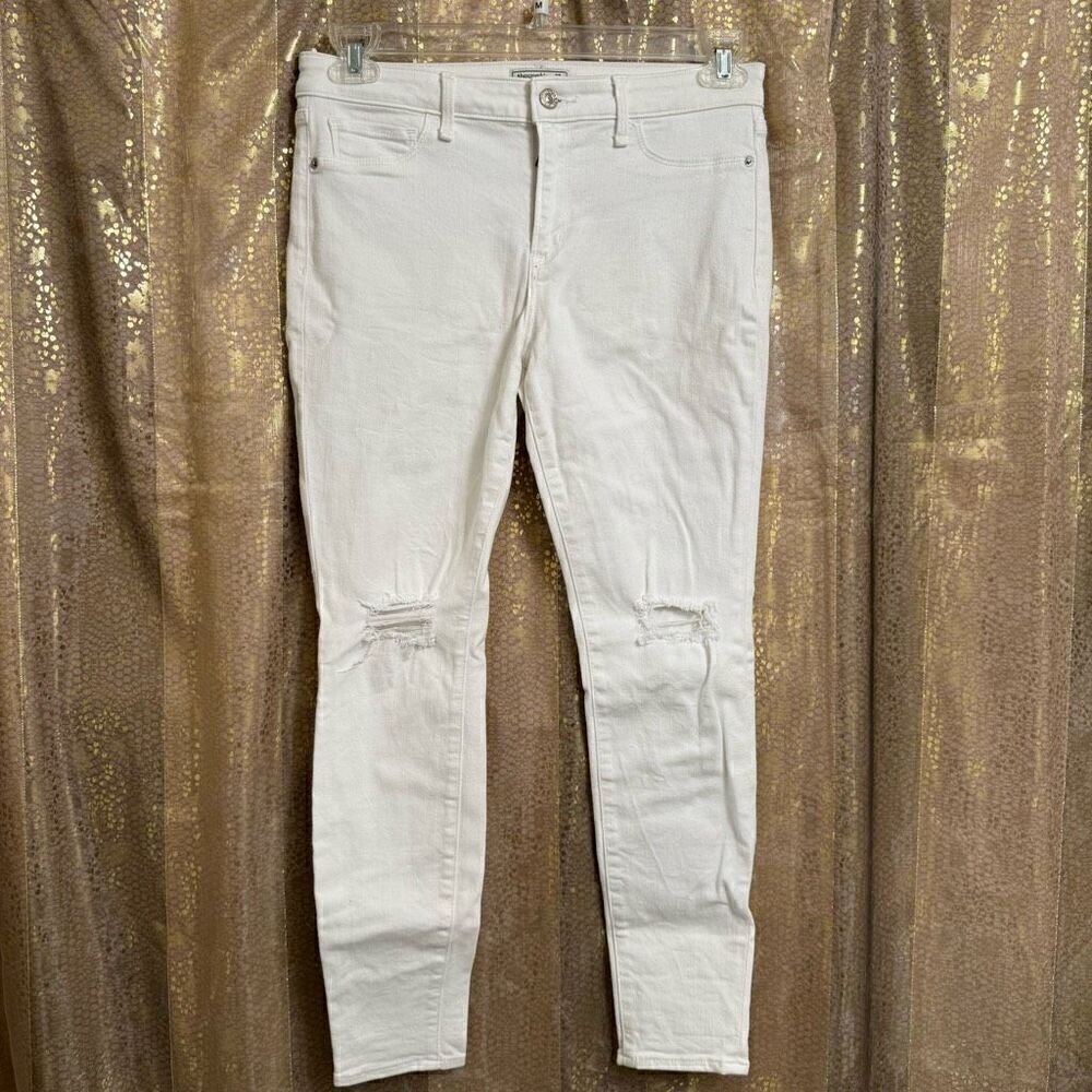 Abercrombie & Fitch Harper Super Skinny White Distressed Jeans 6 Short